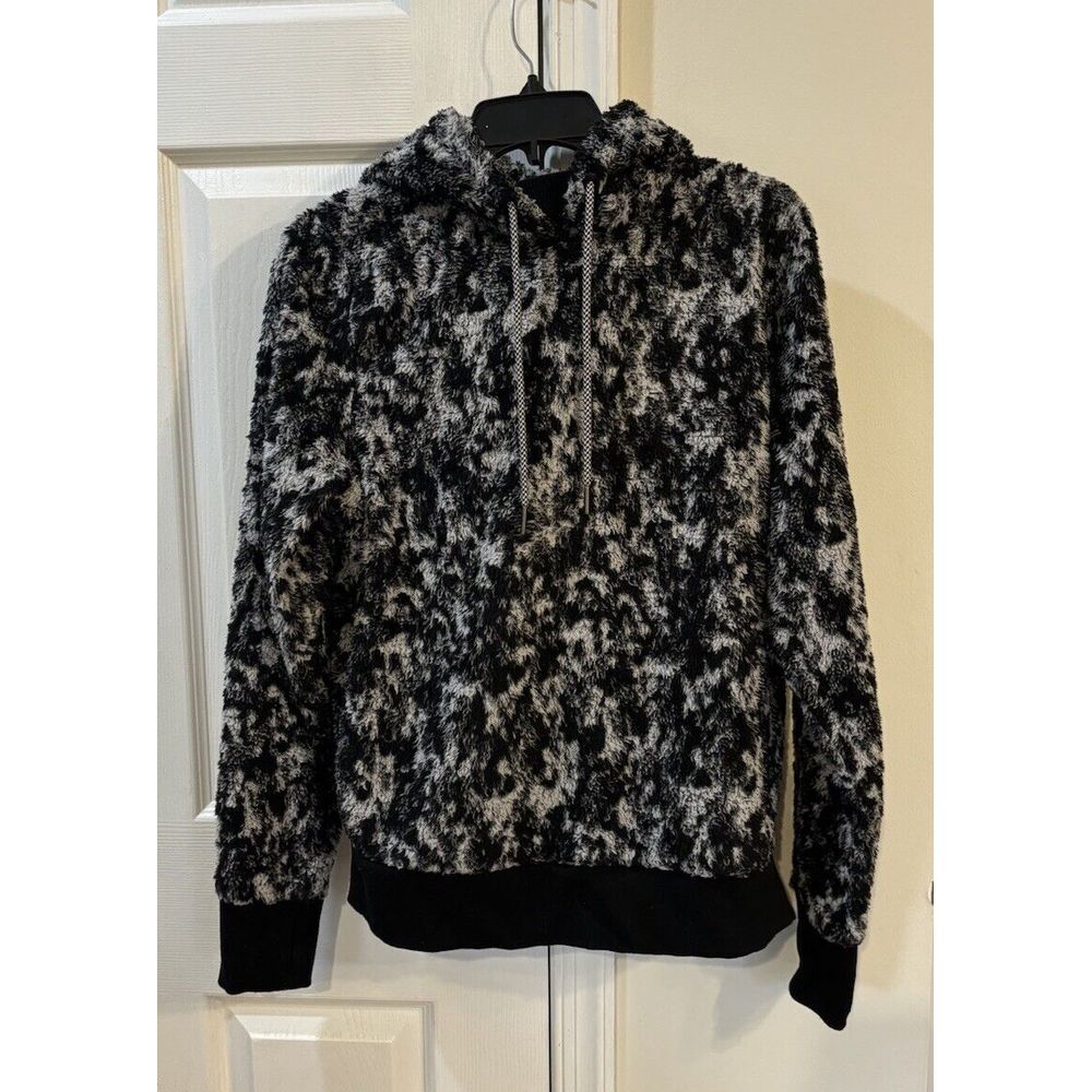 Athleta Hoodie Womens Small Black Fleece Cozy Hooded Sweatshirt Pullover‎